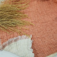 7 Katlı Mercan Renk Çift Taraflı Dolgulu Çift Kişilik Müslin Battaniye | 230 x 240 cm