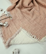 7 Katlı Gül Kurusu Çift Taraflı Dolgulu Çift Kişilik Müslin Battaniye | 230 x 240 cm