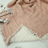 7 Katlı Gül Kurusu Çift Taraflı Dolgulu Çift Kişilik Müslin Battaniye | 230 x 240 cm