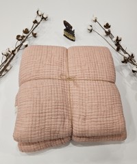 7 Katlı Gül Kurusu Çift Taraflı Dolgulu Çift Kişilik Müslin Battaniye | 230 x 240 cm 7 Katlı Gül Kurusu Çift Taraflı Dolgulu Çift Kişilik Müslin Battaniye | 230 x 240 cm