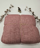 7 Katlı Kırmızı Çift Taraflı Dolgulu Çift Kişilik Müslin Battaniye | 230 x 240 cm