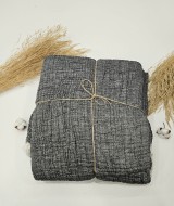 4 Katlı Antrasit Çift Taraflı Çift Kişilik Müslin Battaniye | 230 x 240 cm