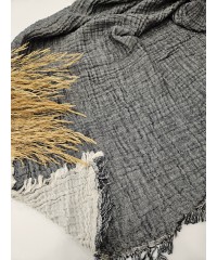 4 Katlı Antrasit Çift Taraflı Çift Kişilik Müslin Battaniye | 230 x 240 cm