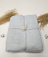 4 Katlı Bebe Mavi Çift Taraflı Çift Kişilik Müslin Battaniye | 250 x 240 cm