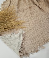 4 Katlı Bej Çift Taraflı Çift Kişilik Müslin Battaniye | 230 x 240 cm