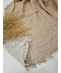 4 Katlı Bej Çift Taraflı Çift Kişilik Müslin Battaniye | 230 x 240 cm