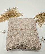 4 Katlı Bej Çift Taraflı Çift Kişilik Müslin Battaniye | 230 x 240 cm