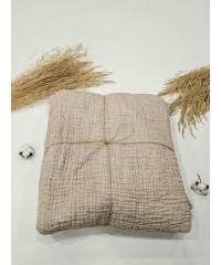 4 Katlı Bej Çift Taraflı Çift Kişilik Müslin Battaniye | 230 x 240 cm