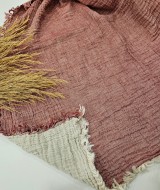 4 Katlı Bordo Çift Taraflı Çift Kişilik Müslin Battaniye | 230 x 240 cm