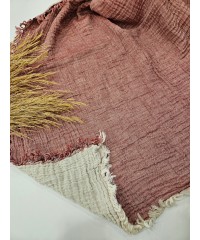 4 Katlı Bordo Çift Taraflı Çift Kişilik Müslin Battaniye | 230 x 240 cm