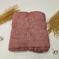 Battal Boy 4 Katlı Bordo Çift Taraflı Çift Kişilik Müslin Battaniye | 260 x 280 cm