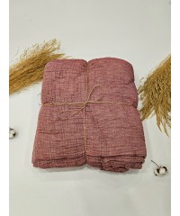 4 Katlı Bordo Çift Taraflı Çift Kişilik Müslin Battaniye | 230 x 240 cm