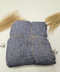 4 Katlı Denim Mavi Çift Taraflı Çift Kişilik Müslin Battaniye | 230 x 240 cm 4 Katlı Denim Mavi Çift Taraflı Çift Kişilik Müslin Battaniye | 230 x 240 cm