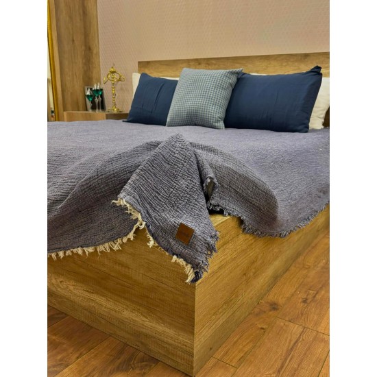 4 Katlı Denim Mavi Çift Taraflı Çift Kişilik Müslin Battaniye | 230 x 240 cm 4 Katlı Denim Mavi Çift Taraflı Çift Kişilik Müslin Battaniye | 230 x 240 cm