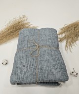 4 Katlı Mavi Çift Taraflı Çift Kişilik Müslin Battaniye | 230 x 240 cm