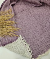 4 Katlı Mor Çift Taraflı Çift Kişilik Müslin Battaniye | 230 x 240 cm