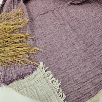 4 Katlı Mor Çift Taraflı Çift Kişilik Müslin Battaniye | 230 x 240 cm