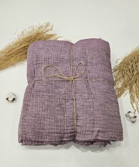 4 Katlı Mor Çift Taraflı Çift Kişilik Müslin Battaniye | 230 x 240 cm 4 Katlı Mor Çift Taraflı Çift Kişilik Müslin Battaniye | 230 x 240 cm