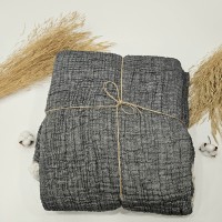 Battal Boy 7 Katlı Antrasit Çift Taraflı Çift Kişilik Müslin Battaniye | 260 x 280 cm