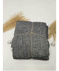 4 Katlı Antrasit Çift Taraflı Çift Kişilik Müslin Battaniye | 230 x 240 cm