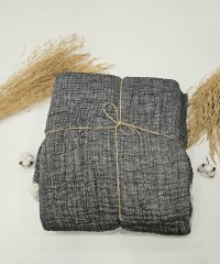 Battal Boy 4 Katlı Antrasit Çift Taraflı Çift Kişilik Müslin Battaniye | 260 x 280 cm