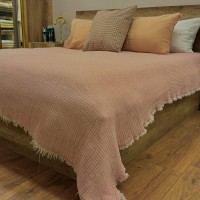 4 Katlı Gül Kurusu Çift Taraflı Çift Kişilik Müslin Battaniye | 230 x 240 cm