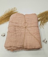 4 Katlı Gül Kurusu Çift Taraflı Çift Kişilik Müslin Battaniye | 230 x 240 cm