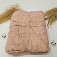 4 Katlı Gül Kurusu Çift Taraflı Çift Kişilik Müslin Battaniye | 230 x 240 cm