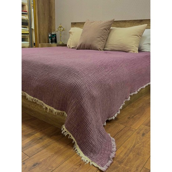 4 Katlı Mor Çift Taraflı Çift Kişilik Müslin Battaniye | 230 x 240 cm 4 Katlı Mor Çift Taraflı Çift Kişilik Müslin Battaniye | 230 x 240 cm