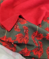 Baskılı Süprem Kumaş | %95 Pamuk %5 Elastan | 150 cm | 210 Gsm |  Kırmızı Horoz Desen