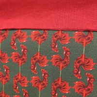 Baskılı Süprem Kumaş | %95 Pamuk %5 Elastan | 150 cm | 210 Gsm |  Kırmızı Horoz Desen