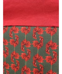 Baskılı Süprem Kumaş | %95 Pamuk %5 Elastan | 150 cm | 210 Gsm |  Kırmızı Horoz Desen