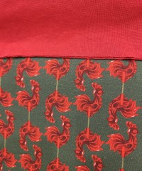 Baskılı Süprem Kumaş | %95 Pamuk %5 Elastan | 150 cm | 210 Gsm |  Kırmızı Horoz Desen