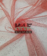 Simli Yılbaşı Tül Kumaş | Kırmızı Simli Yılbaşı Tül Kumaş | Kırmızı