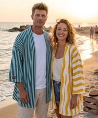 Pamuklu Havlu Kumaş | Turuncu Çizgili