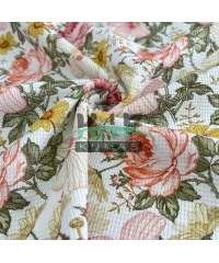 Gül Baskılı Örme Waffle Kumaş