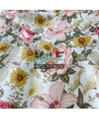 Gül Baskılı Örme Waffle Kumaş