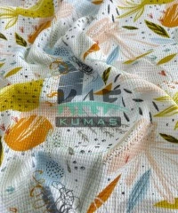 Soyut Desenler Baskılı Örme Waffle Kumaş