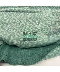 Baskıılı 3 İplik Diagonel Kumaş | Yeşil Leopar