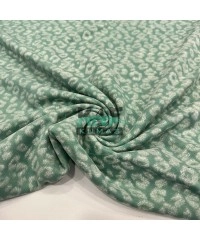 Baskıılı 3 İplik Diagonel Kumaş | Yeşil Leopar