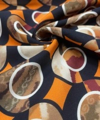 Viskon Dokuma Belmando Kumaş | Yuvarlak Turuncu