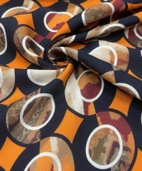 Viskon Dokuma Belmando Kumaş | Yuvarlak Turuncu