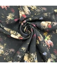 Viskon Dokuma Belmando Kumaş | Siyah Zemin Gül