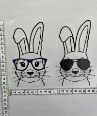 Termo Transfer Baskı | Gözlüklü Tavşanlar 2 | Ütü Baskısı