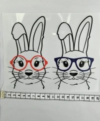 Termo Transfer Baskı | Gözlüklü Tavşanlar 3 | Ütü Baskısı