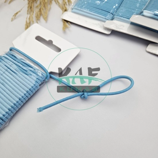 3 mm Yuvarlak Yumuşak Lastik İp 5 mt | Bel Paça Don Lastiği | Aksesuar Lastiği Turkuaz_455