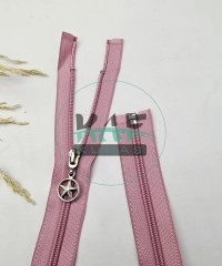 Gül Kurusu Renk Yıldız Elcikli Açık Uçlu Fermuar | Naylon Dişli Fermuar Uzunluk 75 cm