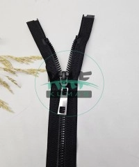 Siyah Renk Metal Elcikli Açık Uçlu Fermuar | Naylon Dişli Fermuar Uzunluk 58 cm