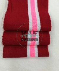 Pembe Çizgili Kırmızı Yaka