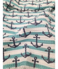 Baskılı Waffle Pike Kumaş | 100% Pamuk | Marin Desen